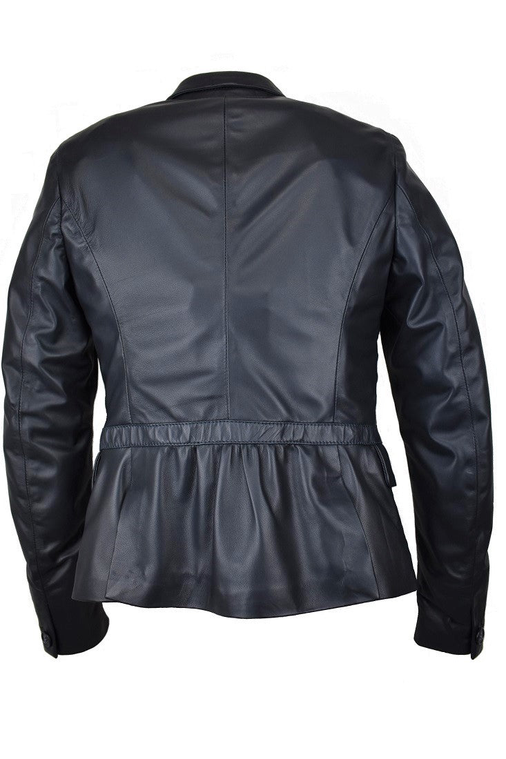 Giacca Donna in Vera Pelle Tg 42 Blu Oceano