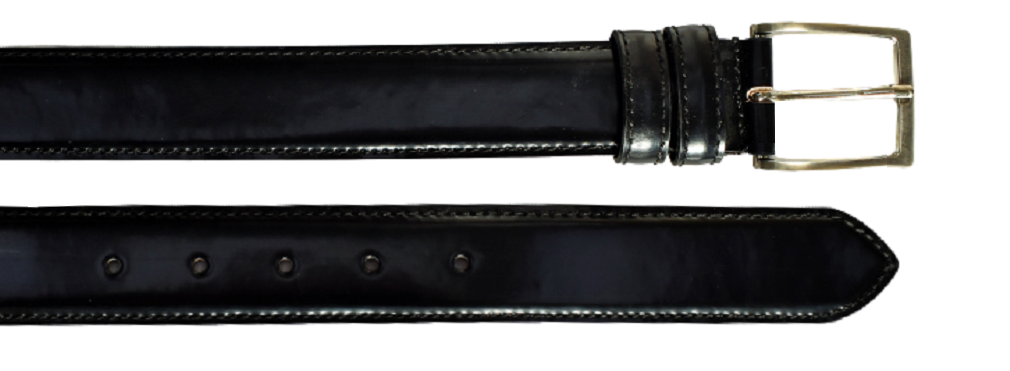 Cintura Uomo in Vera Pelle Lucida Colore Nero