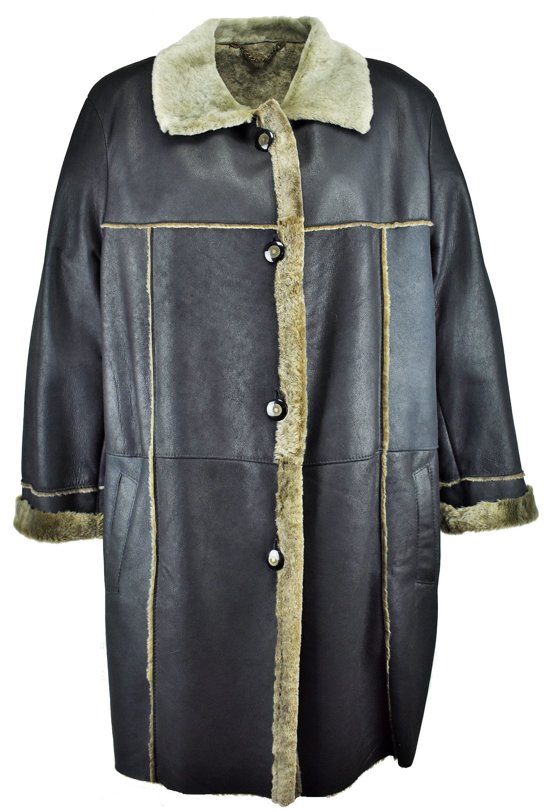 Cappottino Donna Shearling Colore Grafite Pelliccia Argento