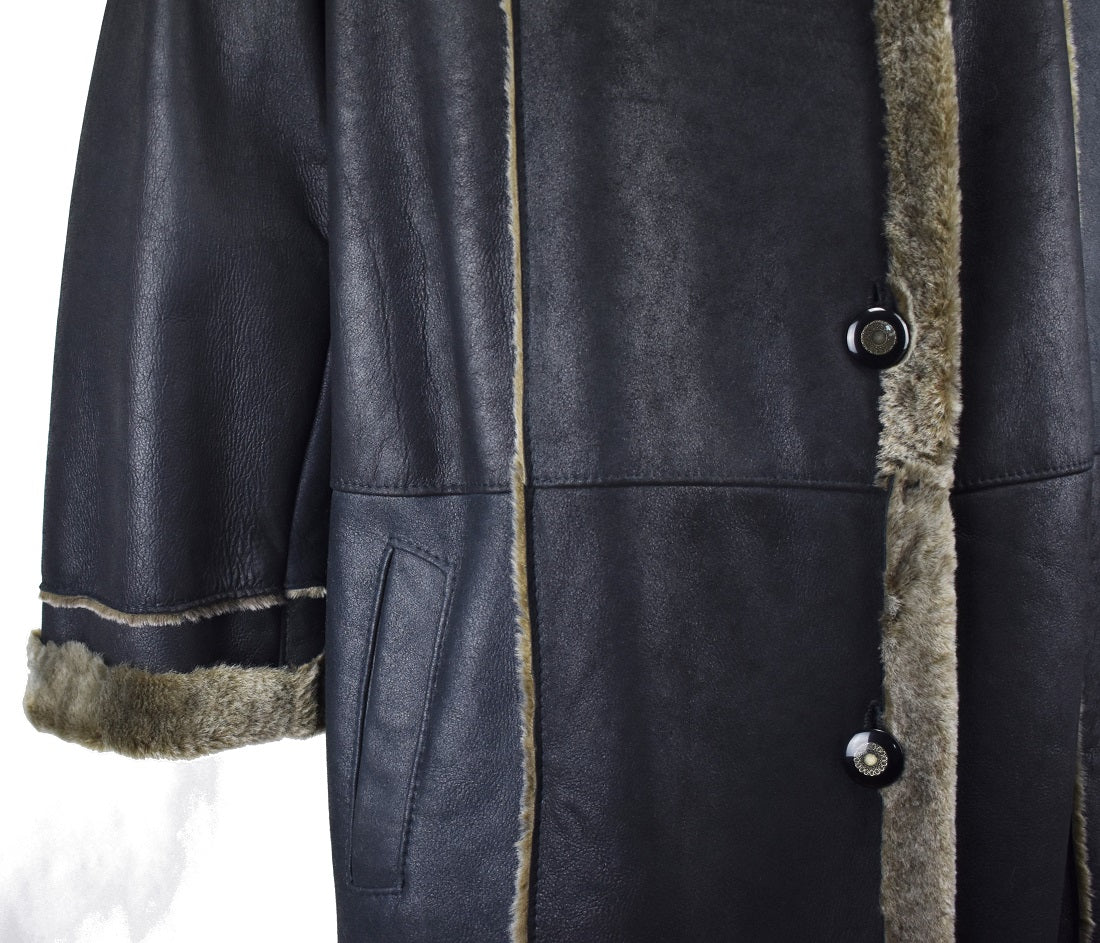 Cappottino Donna Shearling Colore Grafite Pelliccia Argento