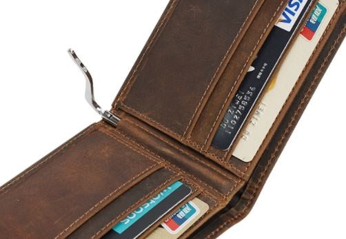 Portafoglio Portacarte Uomo in Pelle Dark Brown