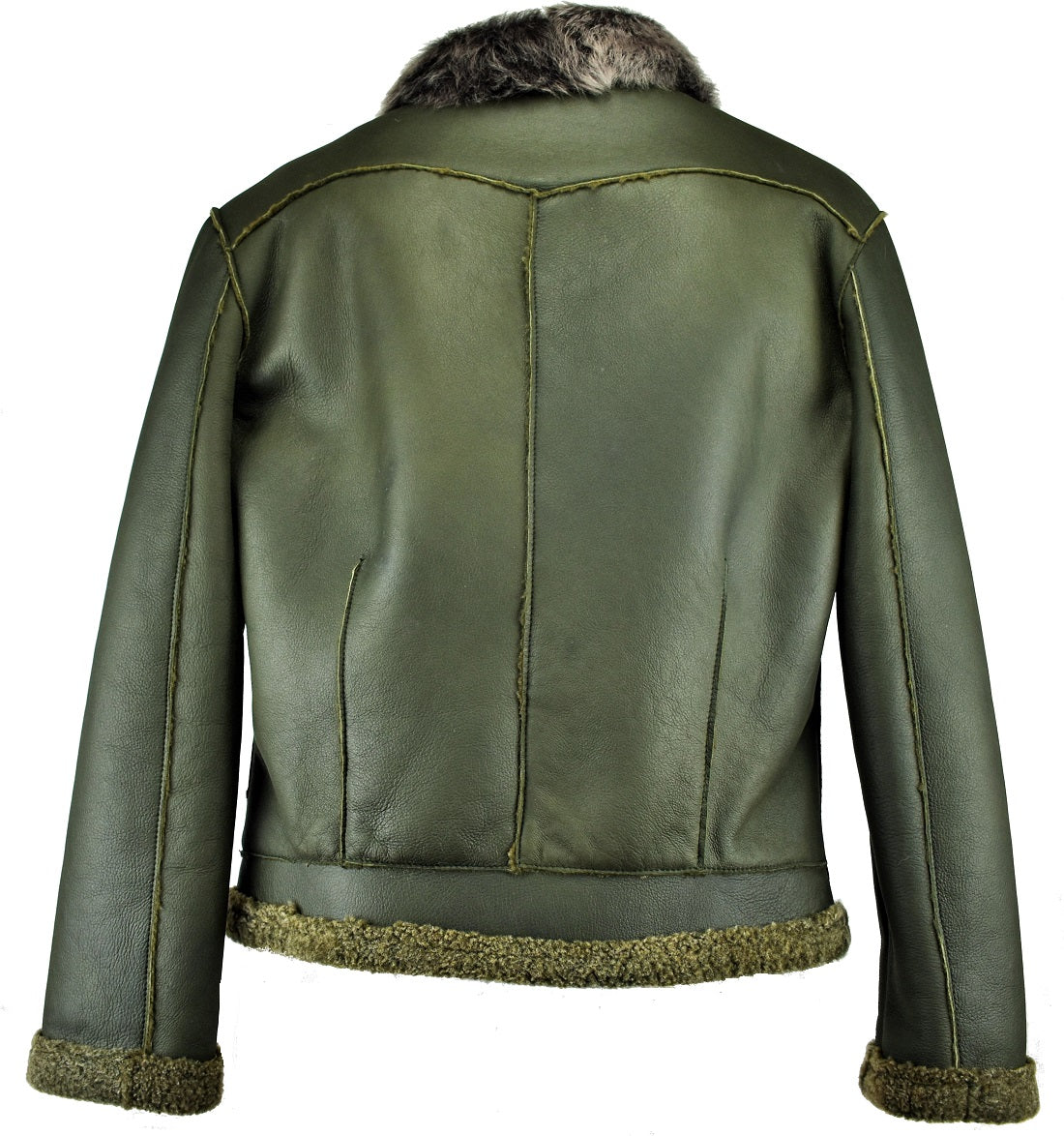 Giubbotto in Vero Shearling Donna Colore Muschio Tg 46