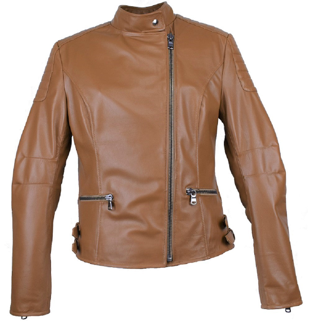 Giacca Biker Donna in Vera Pelle Tg 42 Color Caramello