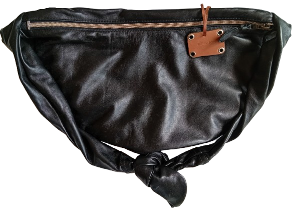 Borsa a Spalla in Vera Pelle Morbida Nero / Beige
