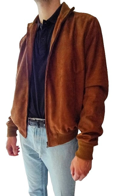 Giubbotto Polo Uomo in Pelle Scamosciata