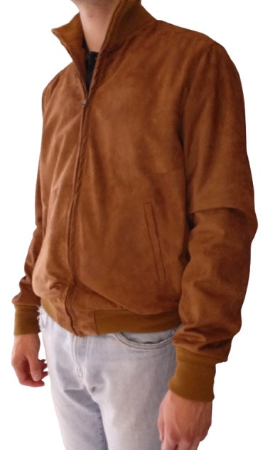 Giubbotto Polo Uomo in Pelle Scamosciata
