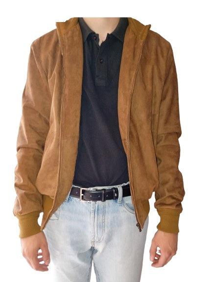 Giubbotto Polo Uomo in Pelle Scamosciata