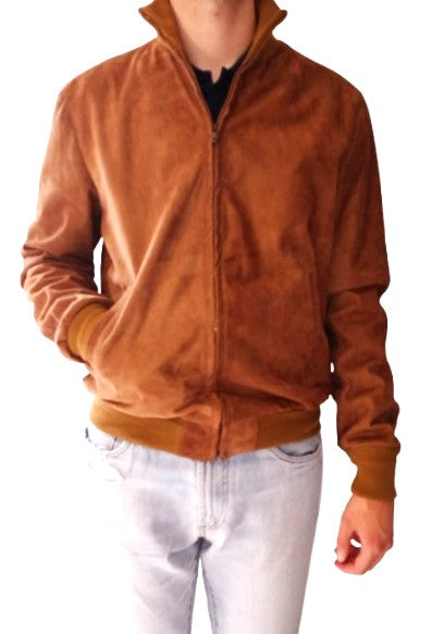 Giubbotto Polo Uomo in Pelle Scamosciata