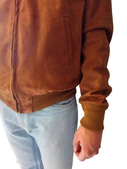 Giubbotto Polo Uomo in Pelle Scamosciata